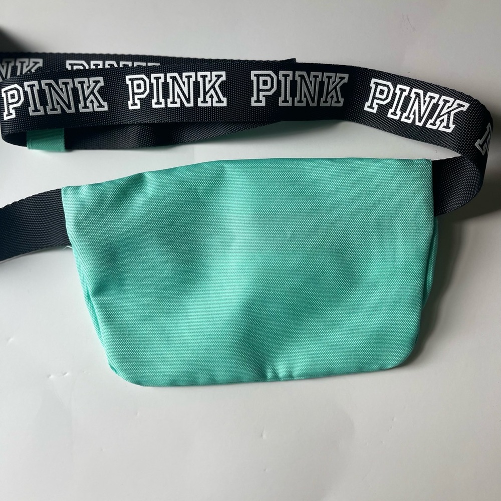 Victoria's Secret Pink Teal￼ We Run This Beach Fanny Pack Waist Bag Purse - Picture 4 of 4